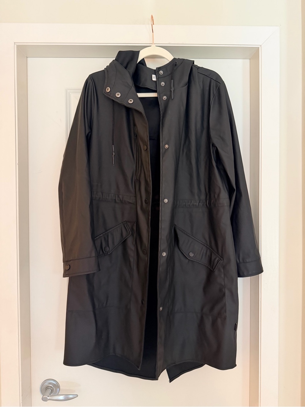 Only Black Hooded Trench Coat